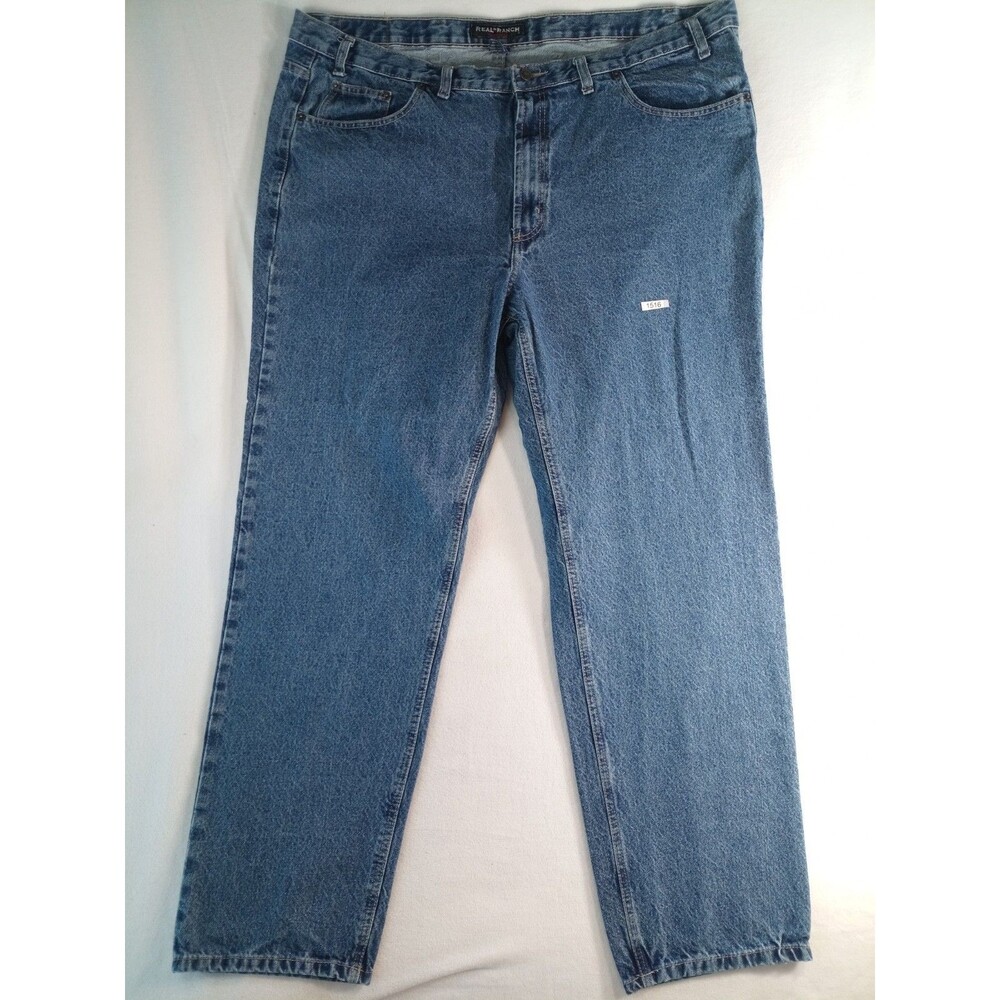 Real Ranch Jeans Mens 46x34 Relaxed Fit Blue Denim Workwear Straight Leg (P)